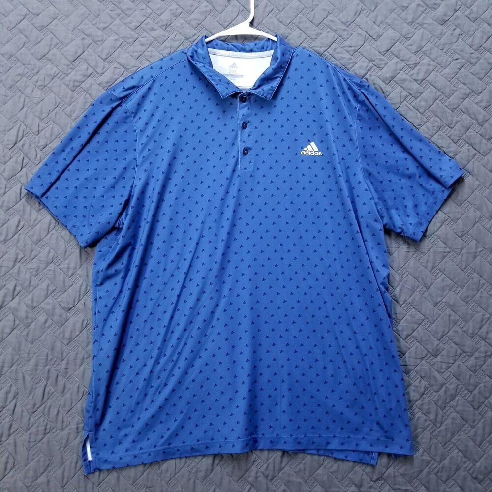 Adidas Polo Golf Shirt Mens 2XL Blue Performance Fit Short Sleeve Collared